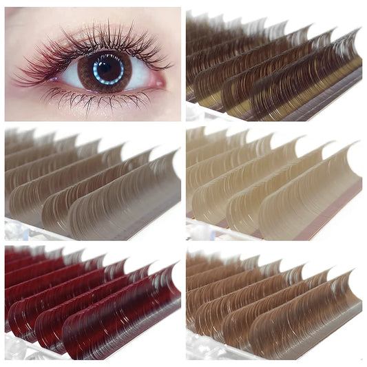 NATUHANA Caramel Colored Lashes Extension Individual Faux Mink Colour False Eyelashes Brown Teal Mocha Lashes For Makeup Tools