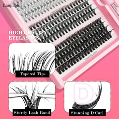 14 Rows Individual Lashes Set Thick and Natural Long DIY Extension Lashes Kit Cluster Lashes Kit Lash Glue Tweezer Makeup Tools