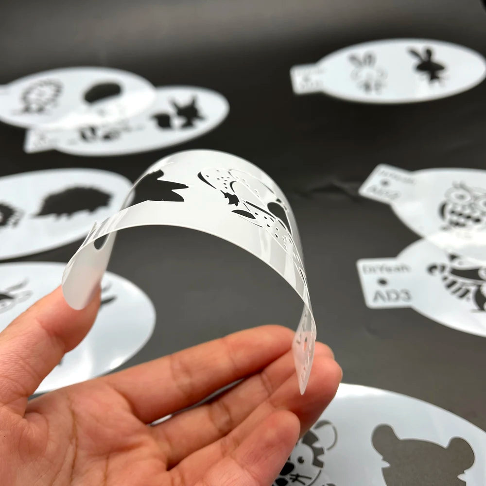 Face Painting Stencils Solid Outline Stencil Templates Professional Body Art Practice Makeup Tools Animale Rabbit Tiger 9PCS