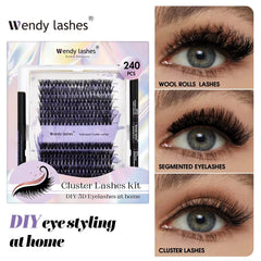 Lash Extension Kit 240pcs 30D/40D/60D/80D Bond and Seal Makeup tools DIY for gluing Lashes Gluing Glue Accessories DIY Lash KIT