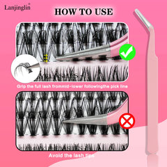 14 Rows Individual Lashes Set Thick and Natural Long DIY Extension Lashes Kit Cluster Lashes Kit Lash Glue Tweezer Makeup Tools