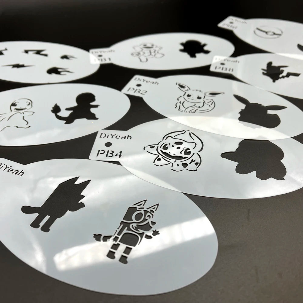 Face Painting Stencils Solid Outline Stencil Templates Professional Body Art Practice Makeup Tools Animale Rabbit Tiger 9PCS