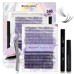 Lash Extension Kit 240pcs 30D/40D/60D/80D Bond and Seal Makeup tools DIY for gluing Lashes Gluing Glue Accessories DIY Lash KIT