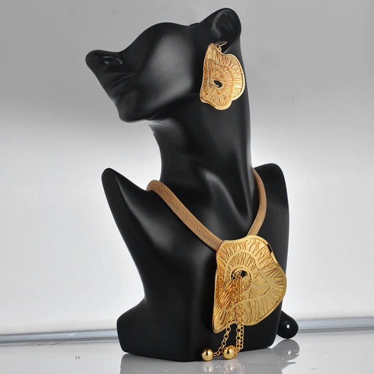 Dubai Gold Color Jewelry Set For Women Wedding Gift Young Lady Accessories Copper Light Weight Jewelry set