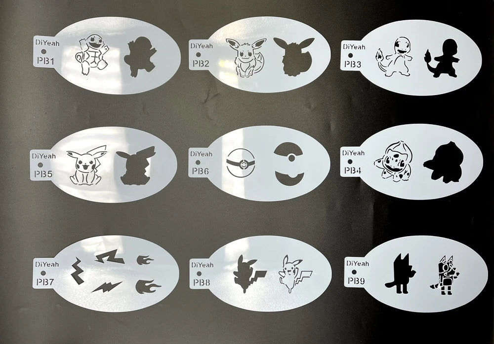 Face Painting Stencils Solid Outline Stencil Templates Professional Body Art Practice Makeup Tools Animale Rabbit Tiger 9PCS