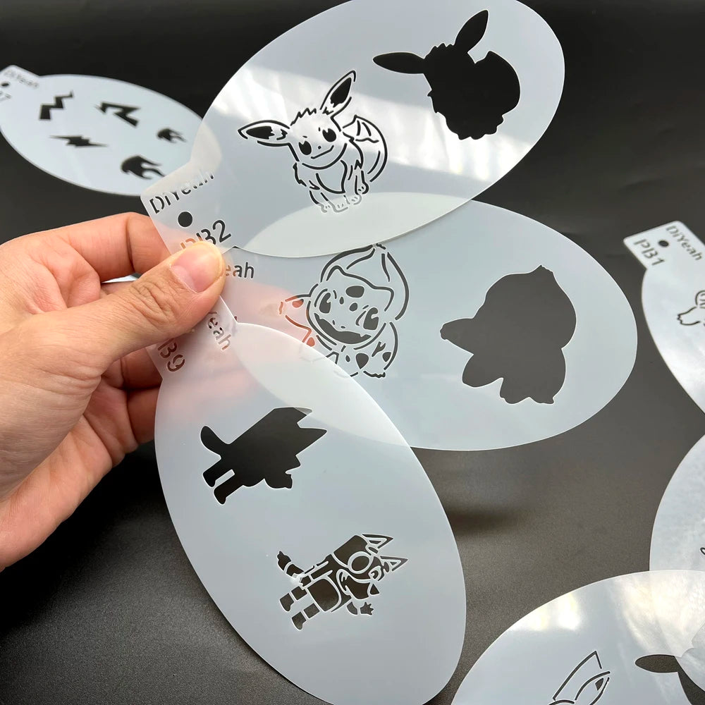 Face Painting Stencils Solid Outline Stencil Templates Professional Body Art Practice Makeup Tools Animale Rabbit Tiger 9PCS