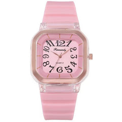 Simple Casual Men's Silicone Watch Square Number