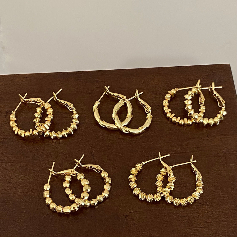 Simple Gold Good Luck Comes Bead Earrings