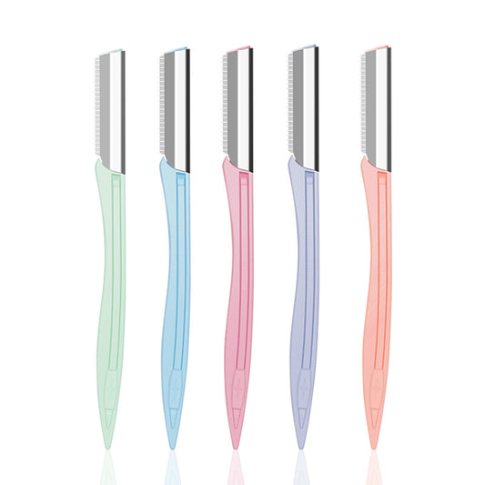 Eyebrow Trimmer With Stainless Steel Blade Eyebrow Knife With Safety Net, Ladies Straight Handle Eyebrow Scraper